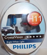 PHILIPS ΣΕΤ(2+2)H11+W5W CRYSTAL VISION